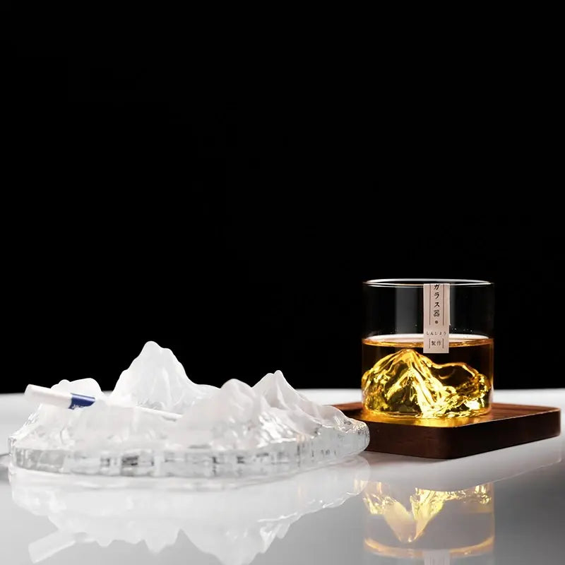 3D Mountain Whiskey Glass Glacier